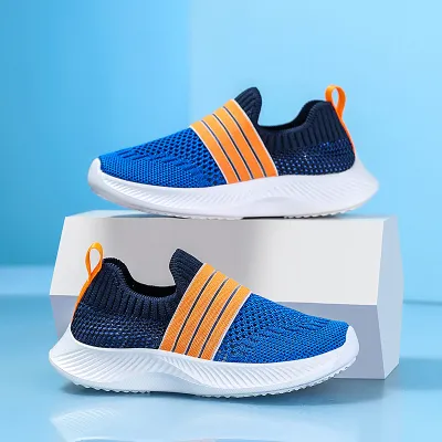 Kids Breathable Slip-On Sports Sneakers 🏃‍♂️💙🟧