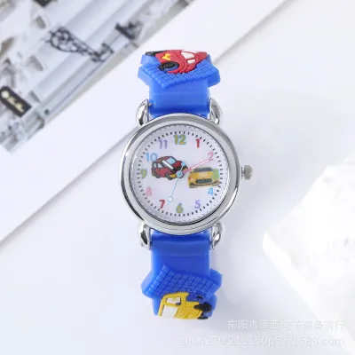 3D Cartoon Car Kids’ Watch – Colorful Silicone Strap Edition