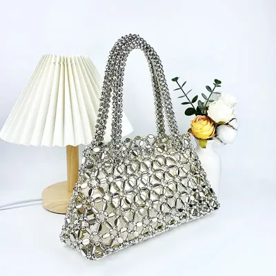 Shiny Handmade Pearl Tote Underarm Bag