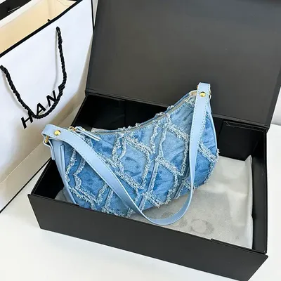 Retro Pu Denim Hobo Bag 