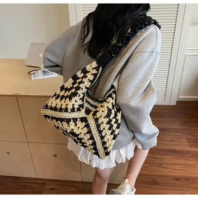 Handmade Woven Straw Shoulder Bag
