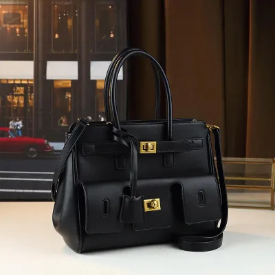 Lock Buckle Multiple Pockets Handheld Crossbody