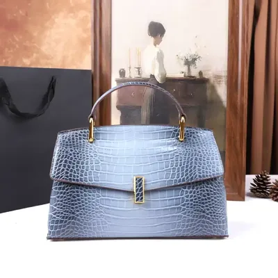  High-end Fashion crocodile Pattern Handbag BLU