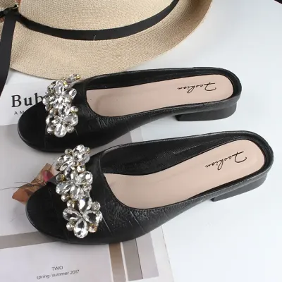 Diamond Flower Flat Shoes