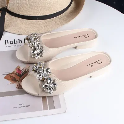 Diamond Flower Flat Shoes