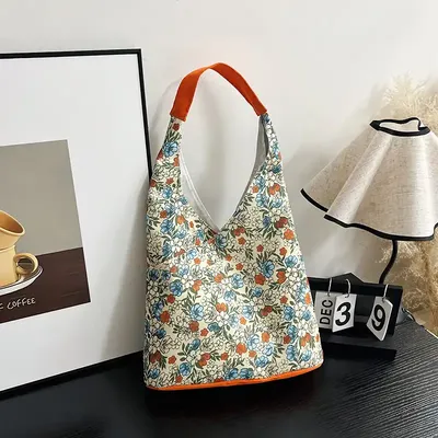 Artistic floral canvas bag 