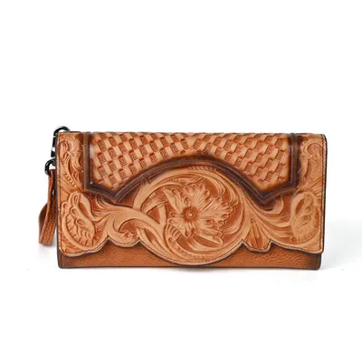 Top Layer Leather Long Wallet