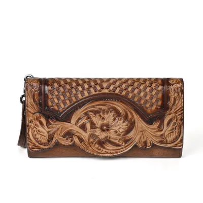 Top Layer Leather Long Wallet