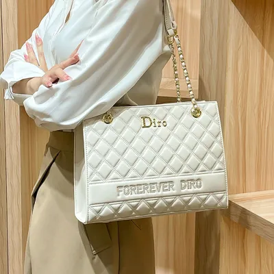 Genuine Leather Women’s Chain Tote Bag | High-End Large Capacity Shoulder Messenger