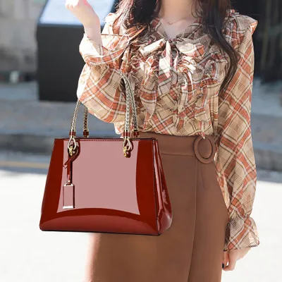 High-End Patent Leather Women’s Handbag | Trendy Fashion Large Capacity Shoulder Bag