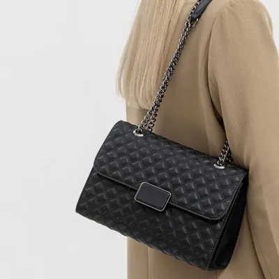 Luxury Plaid Crossbody Shoulder Handbag | High-End Chain Square Women’s Bag