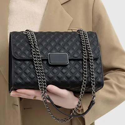 Luxury Plaid Crossbody Shoulder Handbag | High-End Chain Square Women’s Bag