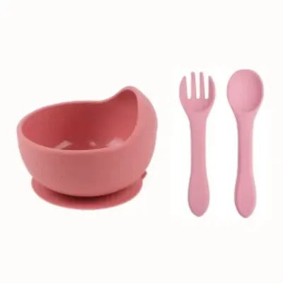 3 Pcs - Baby Silicone Bowl & Two Spoons