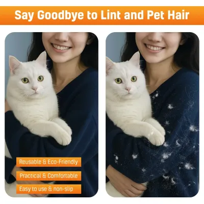 New Five Finger Pet Hair Remover Glove and Lint Scrapper Combo