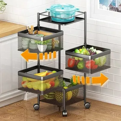 4 Layer Square Shape Kitchen Rack