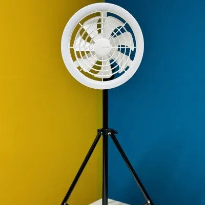 JISULIFE FA17 Rechargeable Fan with LED Ceiling Fan with Long Tripod Stand