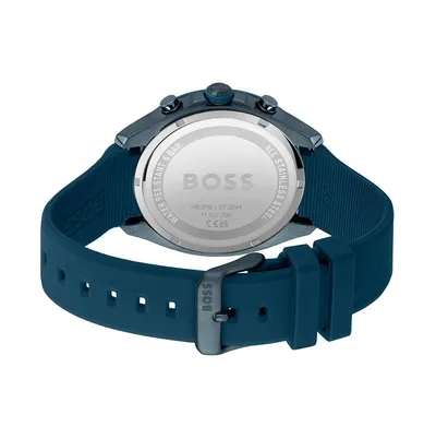 Hugo Boss Silicone Blue Dial Chronograph Men's Watch