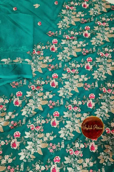 Pakistani Chiffon Unstitched 2Pcs _  Sea Green