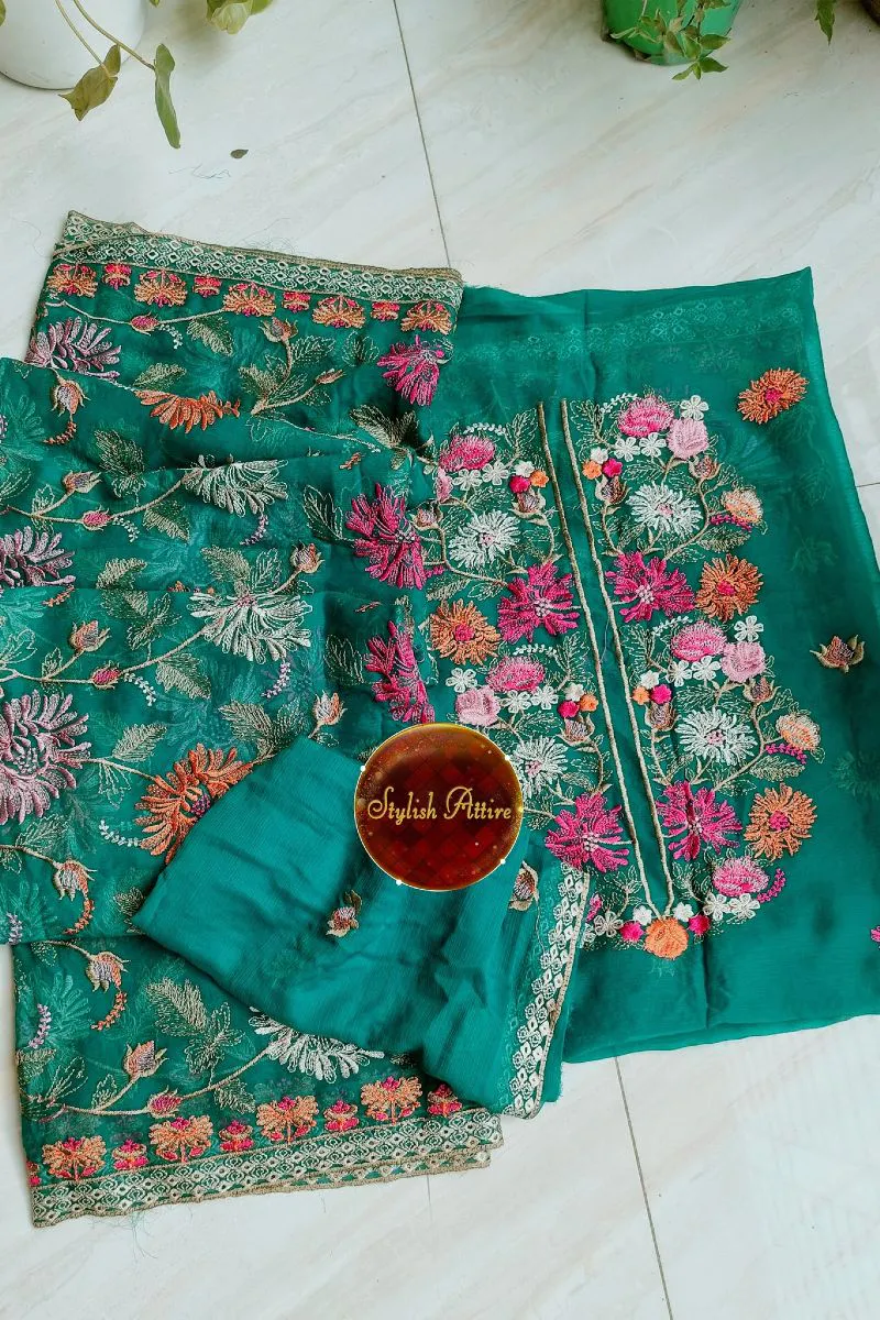 Pakistani Bareeza Unstitched Chiffon 2Pcs_ AQUA