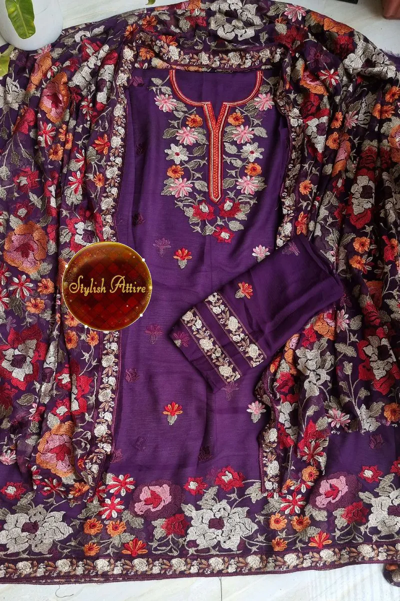 Pakistani Bareeza Unstitched Chiffon 2Pcs _ Purple