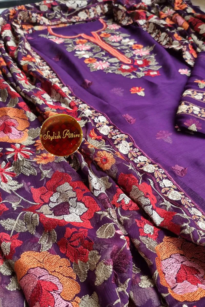 Pakistani Bareeza Unstitched Chiffon 2Pcs _ Purple