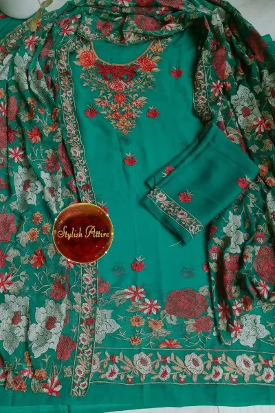 Pakistani Bareeza Unstitched Chiffon 2Pcs_ Sea Green 