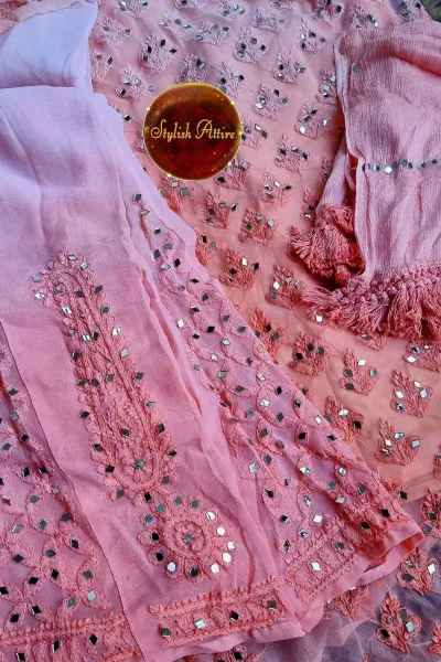 Original Lakhnawi Mirror Stitched 4pcs Set_Peach  