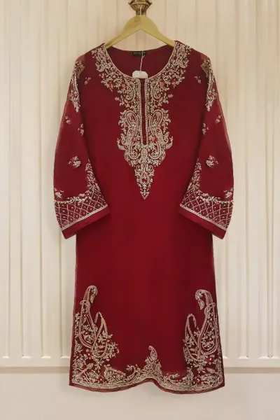 Original Agha Noor Chiffon 2pcs _Maroon