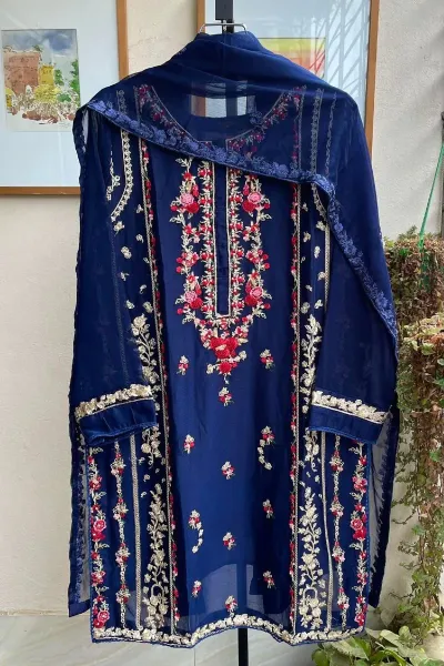 Chiffon Stitched 2pcs_Midnight Blue