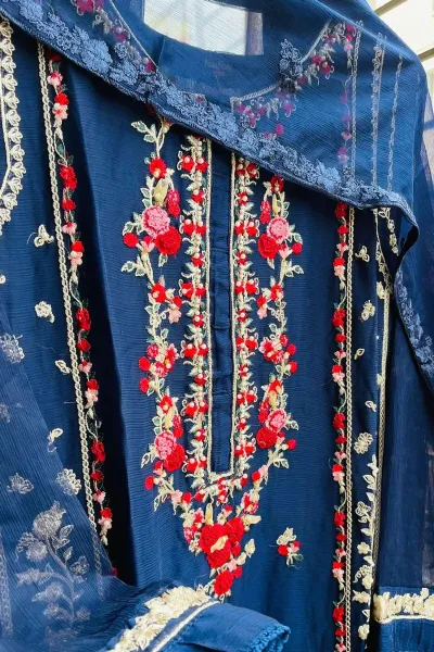 Chiffon Stitched 2pcs_Midnight Blue