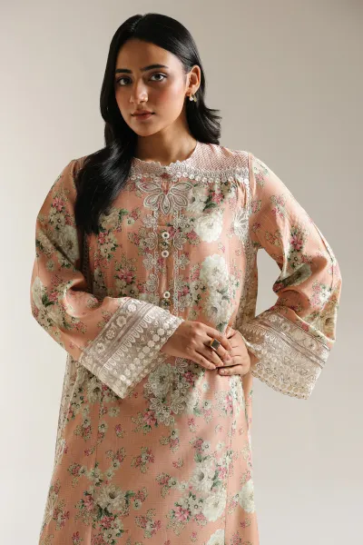 Original Pakistani ETHNC Cotton Embroidered Stitched 2Pcs