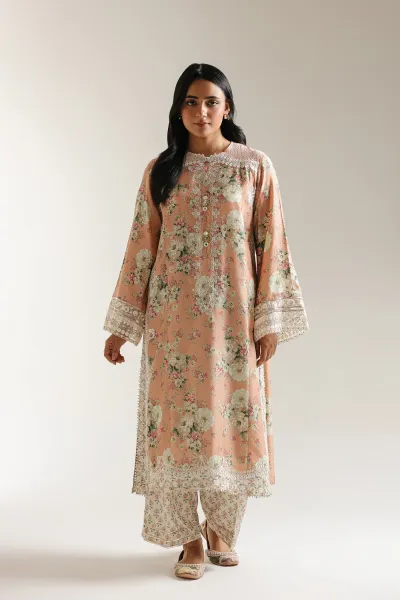 Original Pakistani ETHNC Cotton Embroidered Stitched 2Pcs
