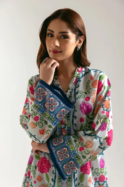 Original Pakistani ETHNC Cotton Embroidered Stitched 2Pcs_Ligth Mint