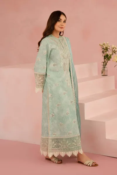 Pakistani Afrozeh Leonora The Folral Charm Lawn Unstitched 3pcs_Apple Green