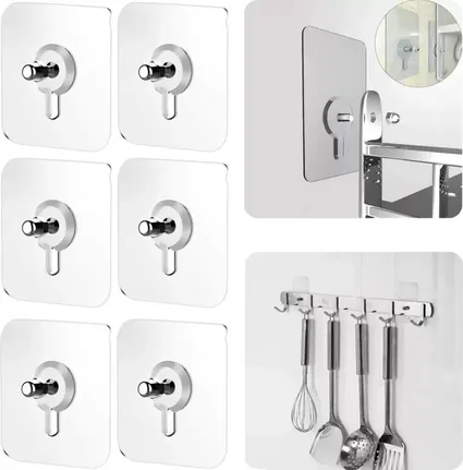10 pcs Transparent Sticky Bathroom Kitchen Hook Set