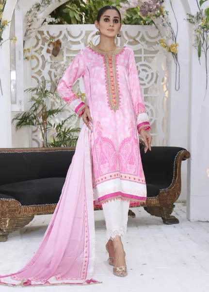 Ravishing By Regalia Textiles Printed Charmeuse Silk Suits Unstitched 2 Piece_Pink