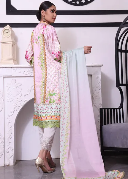 Ravishing By Regalia Textiles Printed Charmeuse Silk Suits Unstitched 2 Piece_Pink_