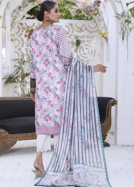 Ravishing By Regalia Textiles Printed Charmeuse Silk Suits Unstitched 2 Piece-Pink_