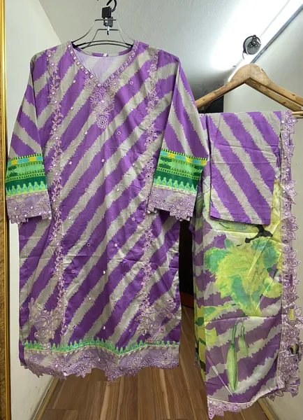 Original Pakistani Pure Lawn luxury embroidered and foilwork collection By Falaksapparel 