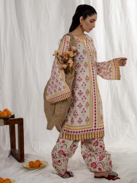 Adan's Libas Satin Lawn Stitched Co-Ords Set _ Light Pink 