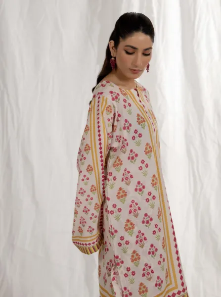 Adan's Libas Satin Lawn Stitched Co-Ords Set _ Light Pink 