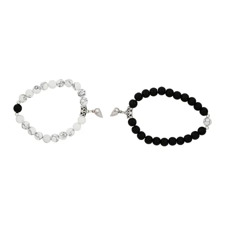 Black & White Megnetic Couple Beaded Bracelet Set 