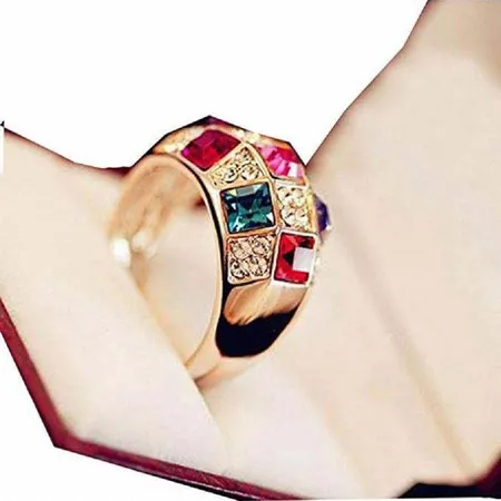  Unique Colorful Zircon Finger Ring