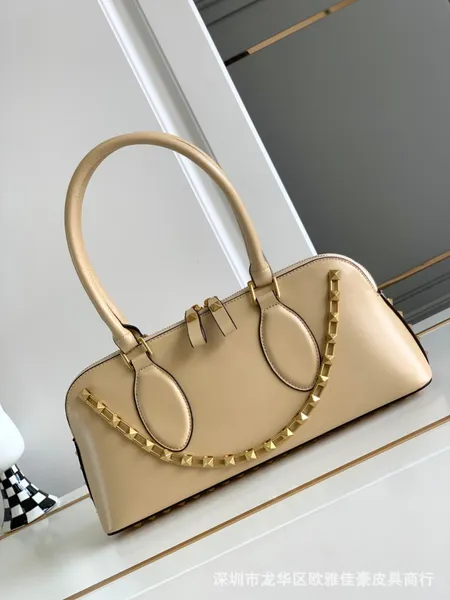Genuine Leather Rivet Handbag