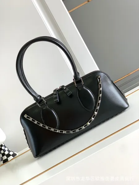 Genuine Leather Rivet Handbag