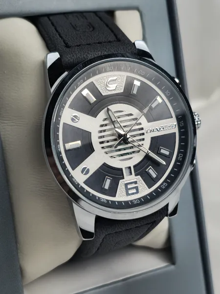 CHAXIGO Black & White Dial Men’s Watch with Black Strap
