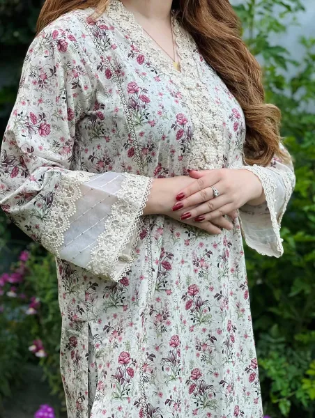 Original Pakistani Boutique Cotton Stitched 3Pcs _ Beige 