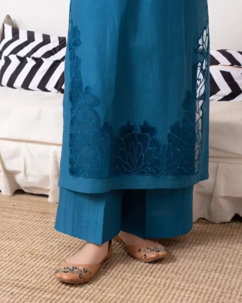 Pakistani Original Sahiba's By Mirza Stitched Cotton 2Pcs _ Navy Blue 