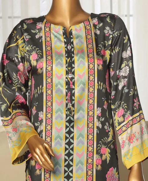 Pakistani Original Sadabahar Stitched Silk Co-ords 2 Pcs _ Black 