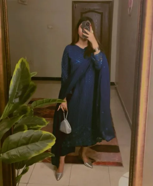 Pakistani Orginal Rangoon Chiffon Stitched 3 Pcs _ Sea Green 